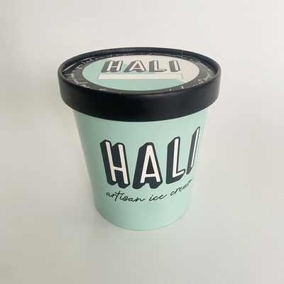 500ml エコフレンドリー アイスクリーム バン 蓋付き シングルウォール 16オンス容器