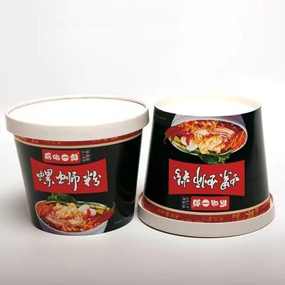 カスタムプリントヌードル紙カップ 32オンス 蓋付き使い捨て食品包装ボウル