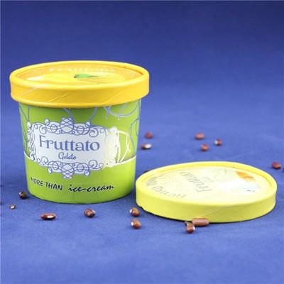 PEコーティング アイスクリーム紙カップ 蓋付き プラスチックスプーン 壁の二重包装