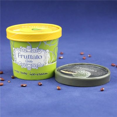 PEコーティング アイスクリーム紙カップ 蓋付き プラスチックスプーン 壁の二重包装