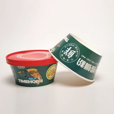 1200ml 丸い紙サラダ碗 蓋付き 防水食品包装容器