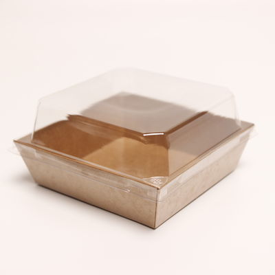 食品 パン屋 包装 ボックス 蓋付き プラスチックカバー付き クラフト紙のケーキ容器