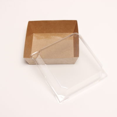 食品 パン屋 包装 ボックス 蓋付き プラスチックカバー付き クラフト紙のケーキ容器