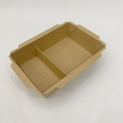 カスタム印刷 食品用紙トレイ 使い捨て 持ち帰り品 茶色の包装