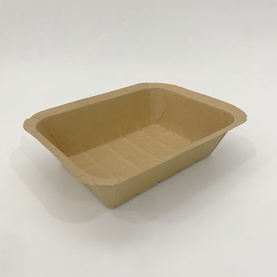 250gm ブラウン クラフト 食品 トレイ 堆肥化可能な PE コーティング ファーストフード 紙 トレイ