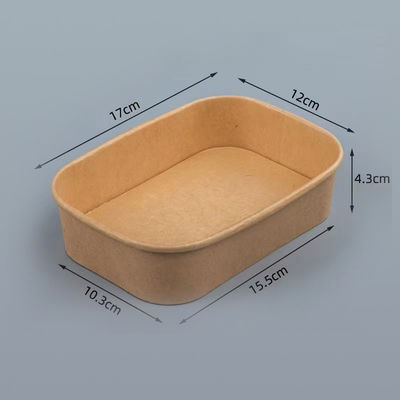 フラット蓋付きのクラフト方形の紙碗 生物分解性ファストフード容器
