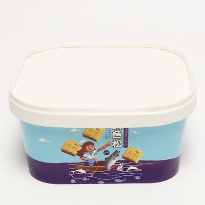 エコフレンドリー 持ち帰り紙碗 1100ml 平方 サラダ紙 蓋付き 食品容器