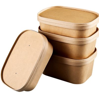 印刷用の蓋付き,多目的のクラフトサラダ碗 紙の箱,紙のカバーとデ