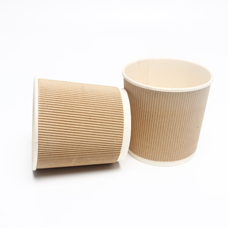 溶解可能な蓋付きの波紋コーヒーカップ 熱い飲み物用のコンポスタ可能な紙カップ